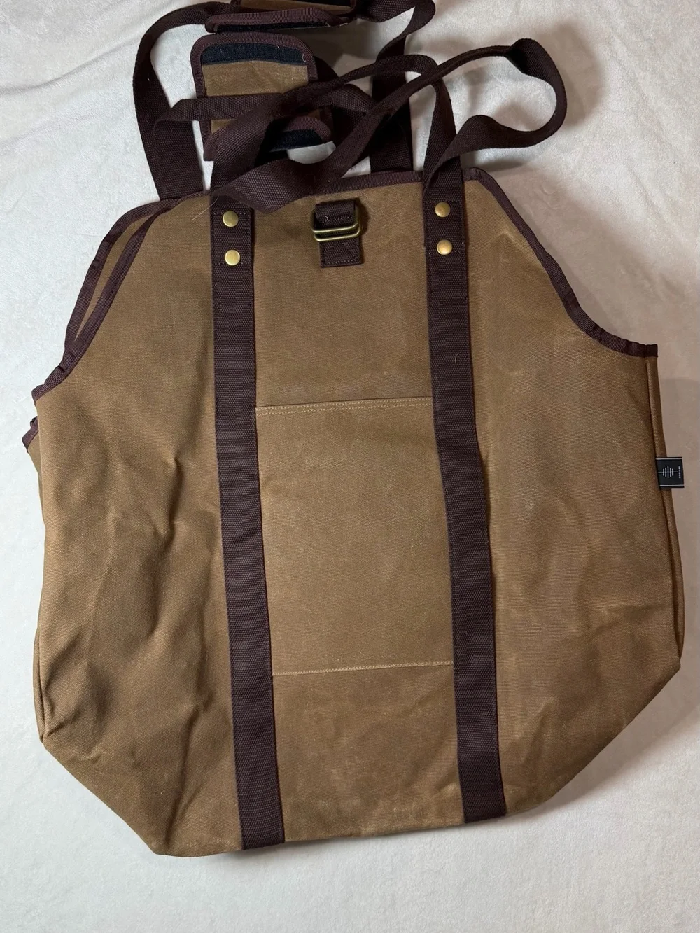BONTHEE Canvas Tote Firewood Log Shoulder Bag in Brown